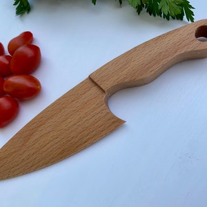Safe Wooden Knife for Kids, Children's Utensil Montessori Knife, Toddler Butter Knife Vegetable and Fruit Cutter image 5