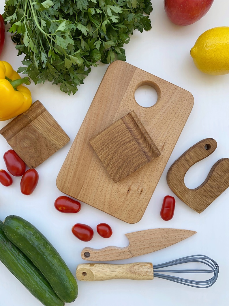 Cutting Board and Safe Wooden Butter Knife for Kids Toddler Etsy