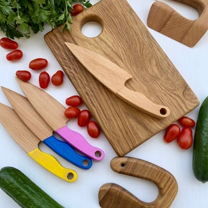 Safe Wooden Knife for Kids, Children's Utensil Montessori Knife, Toddler Butter Knife Vegetable and Fruit Cutter image 10