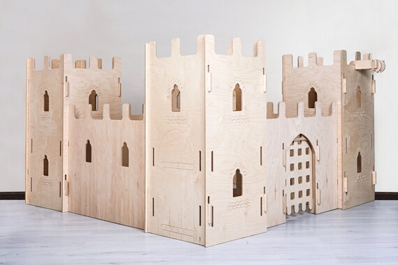 Children S Wooden Castle Play Kit Etsy