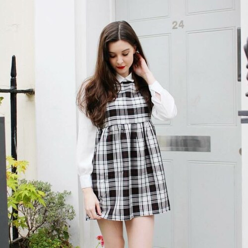 Handmade Tartan Smock Jumper Dress With 