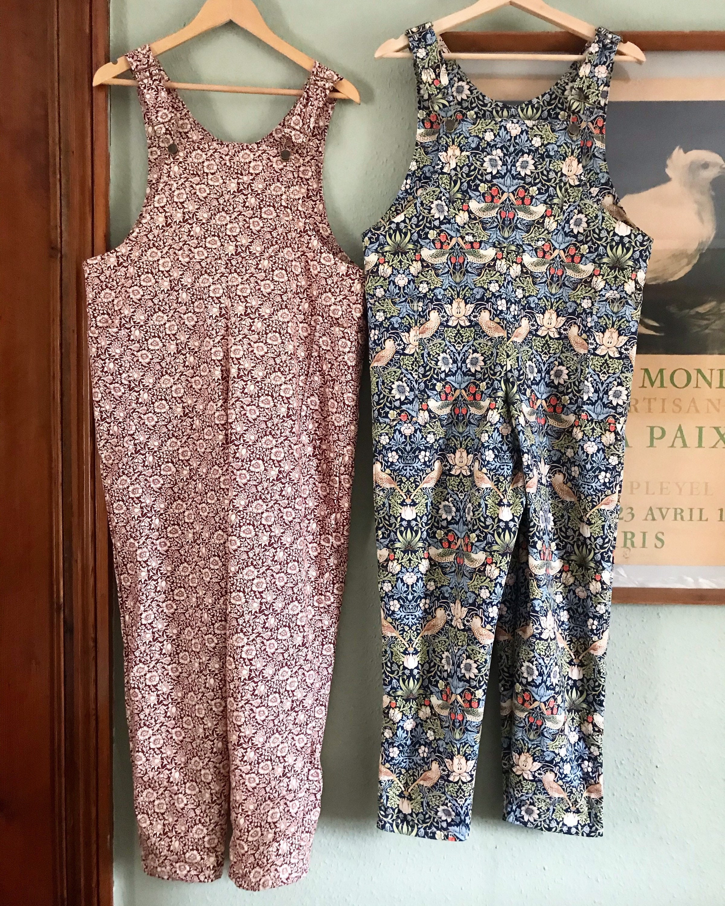 William Morris Handmade Dungarees Ladies Romper Overalls Jumpsuit