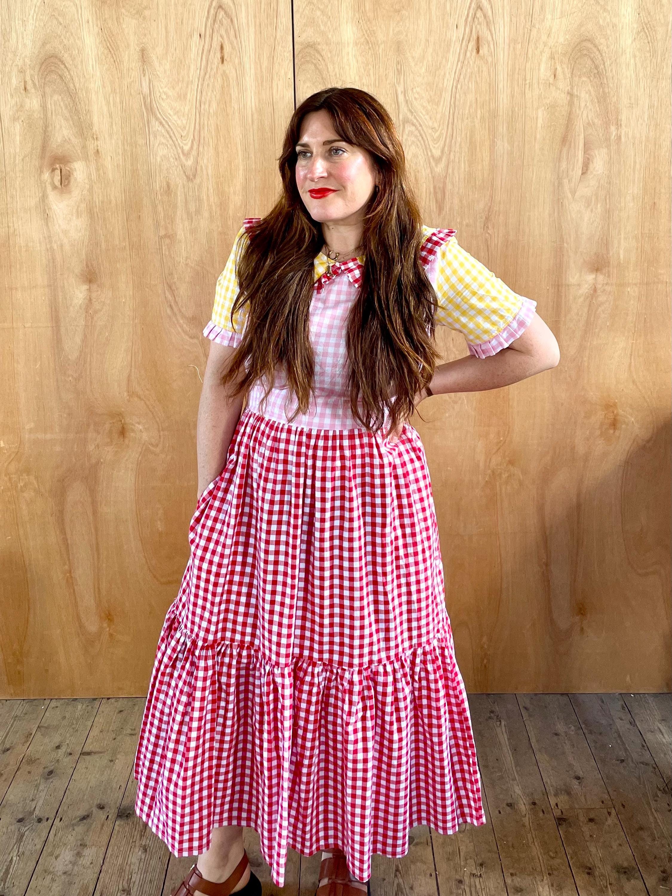 Colour Block Gingham Collared Midi Dress - Etsy