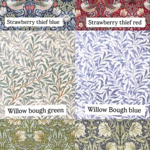 May include: A collage of six different fabric patterns, each with a unique design and color scheme. The patterns include a blue and green floral design, a red and green floral design, a green and white leafy design, a blue and white leafy design, a green and yellow floral design, and a blue and yellow floral design.