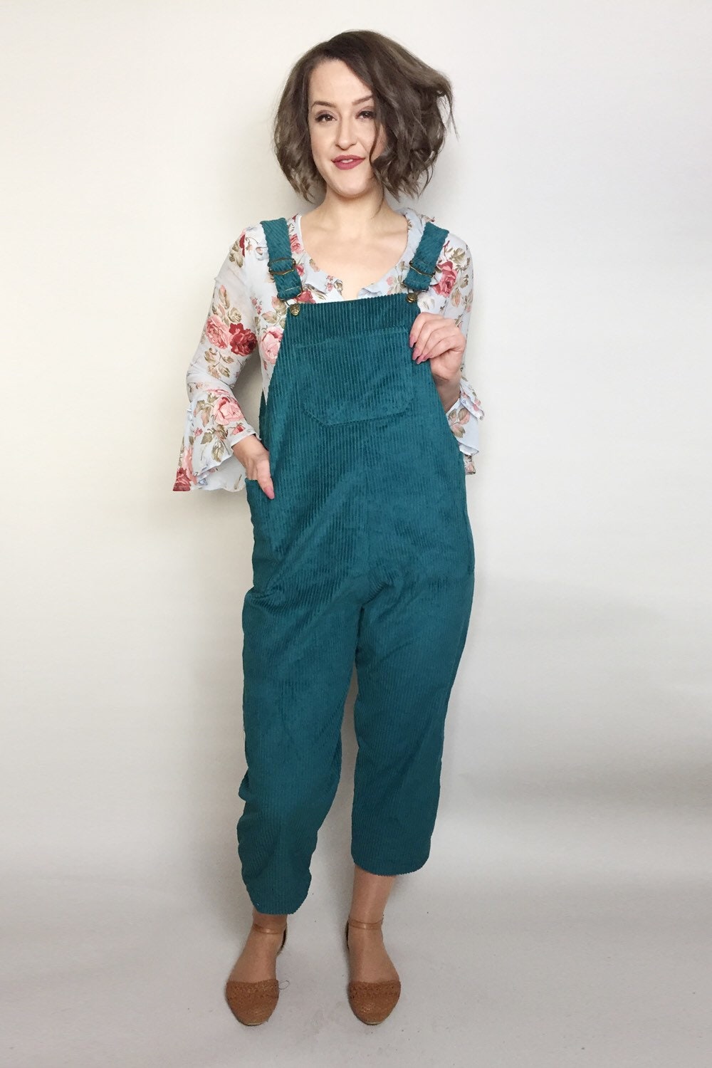 Image of Handmade Corduroy Dungarees Overalls Worker Style Navy, Green, Pink, Burgundy, Black Ladies Womens All Sizes