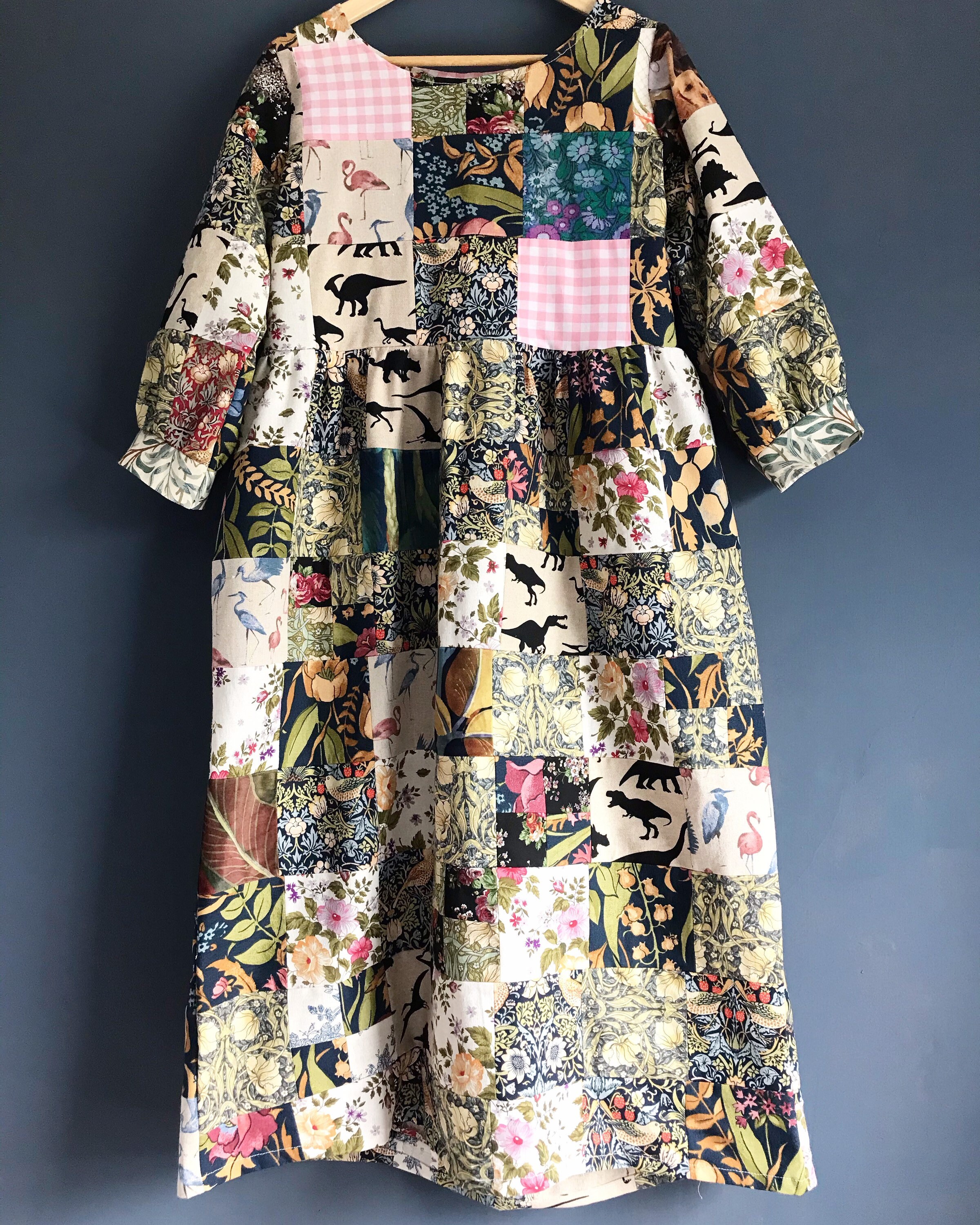 patchwork smock dress