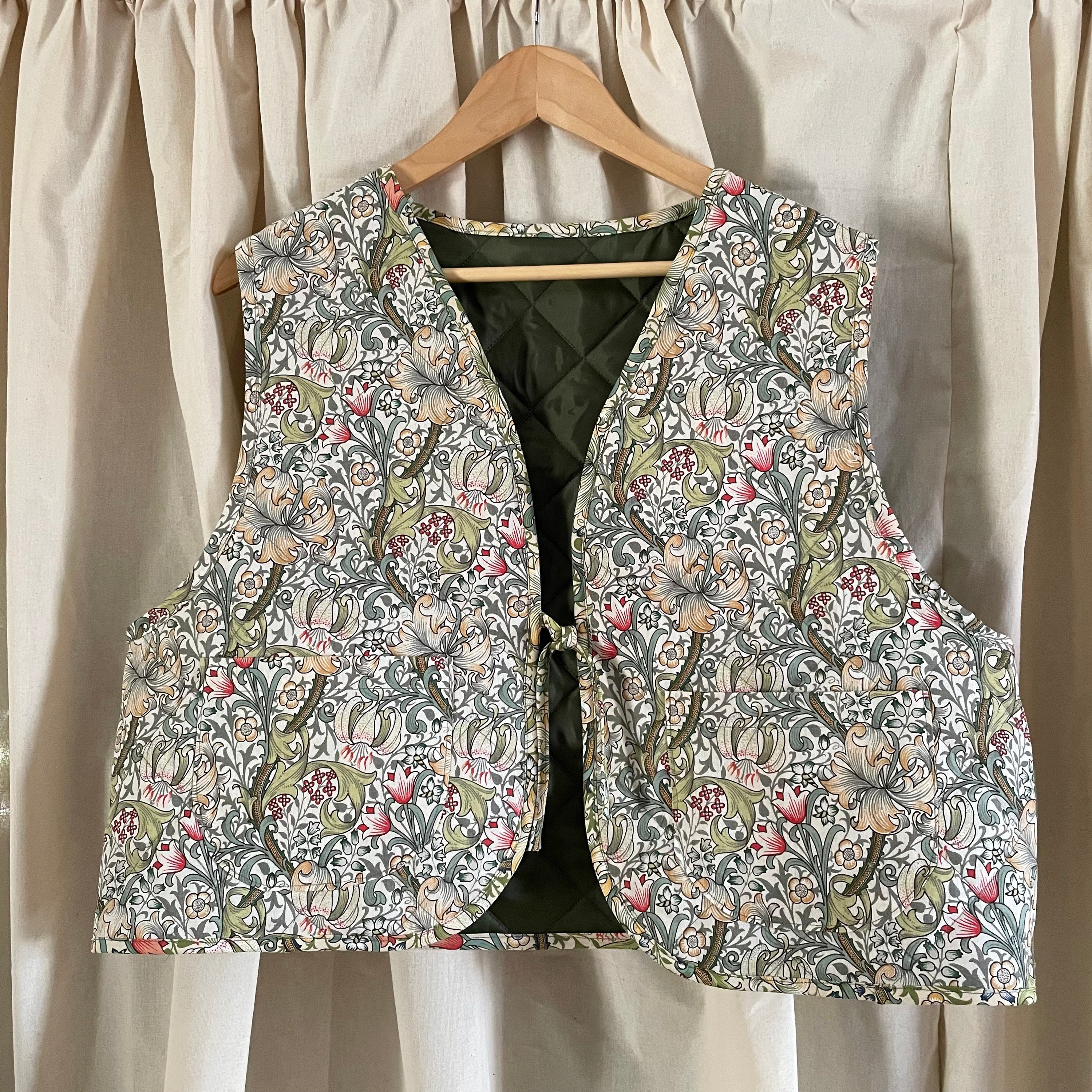 William Morris Reversible Quilted Vest Gilet Waistcoat Ladies - Etsy