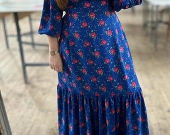 Vampire Folk Floral maxi-jurk groen blauw roze of zwart prairiestijl