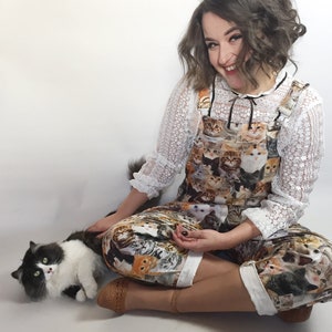 Handmade Cat Dungarees Overalls Romper Jumpsuit Kittens