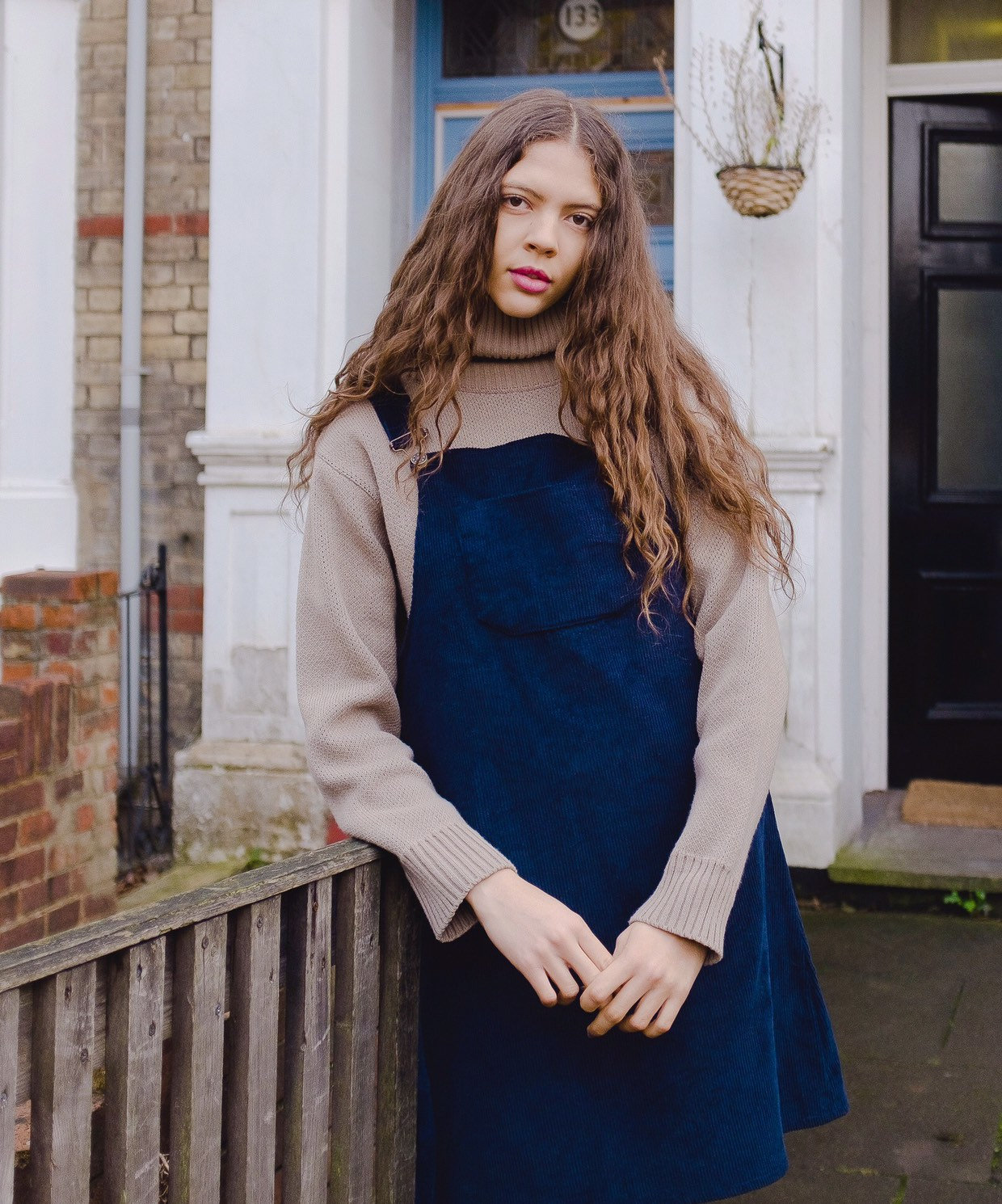 Navy blue dungaree dress deals