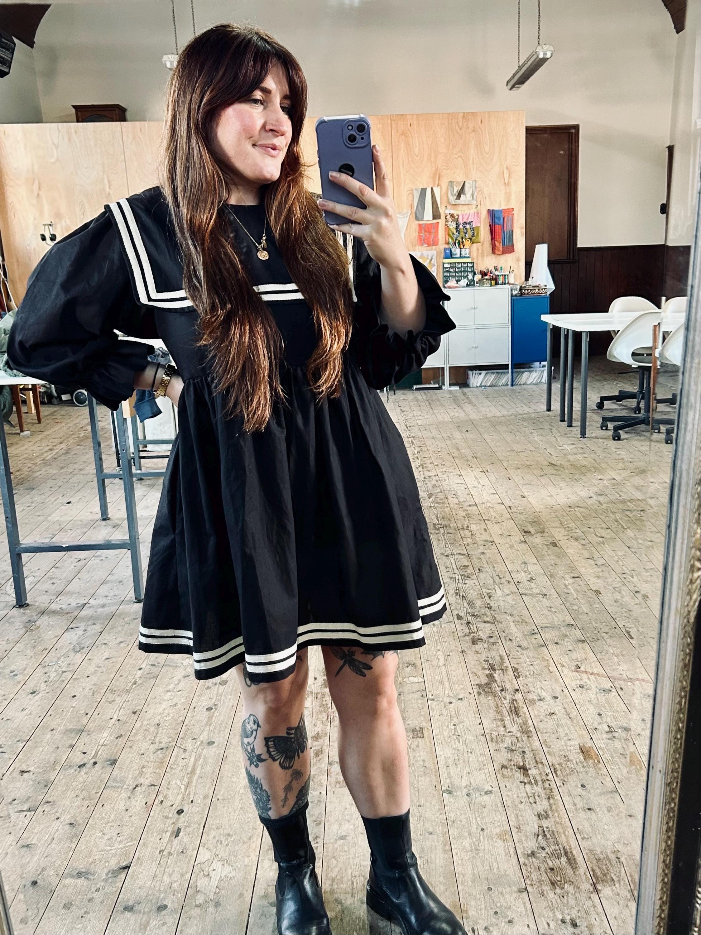 black sailor dress Short Sleeve Sailor Dress – Lazy Oaf