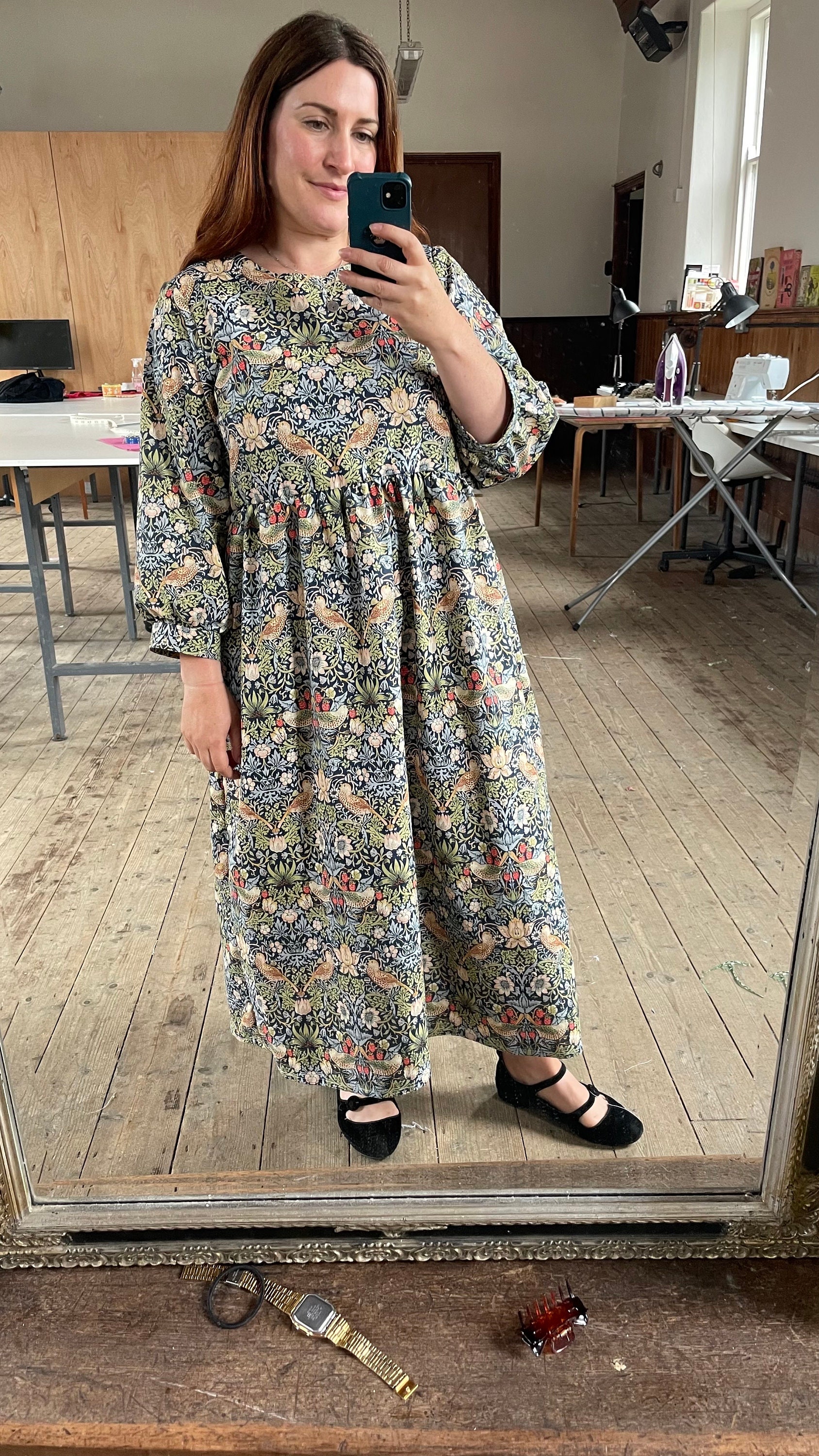 Handmade Strawberry Thief 3/4 Sleeve William Morris Midi Handmade Strawberry Thief 3/4 Sleeve William Morris Midi