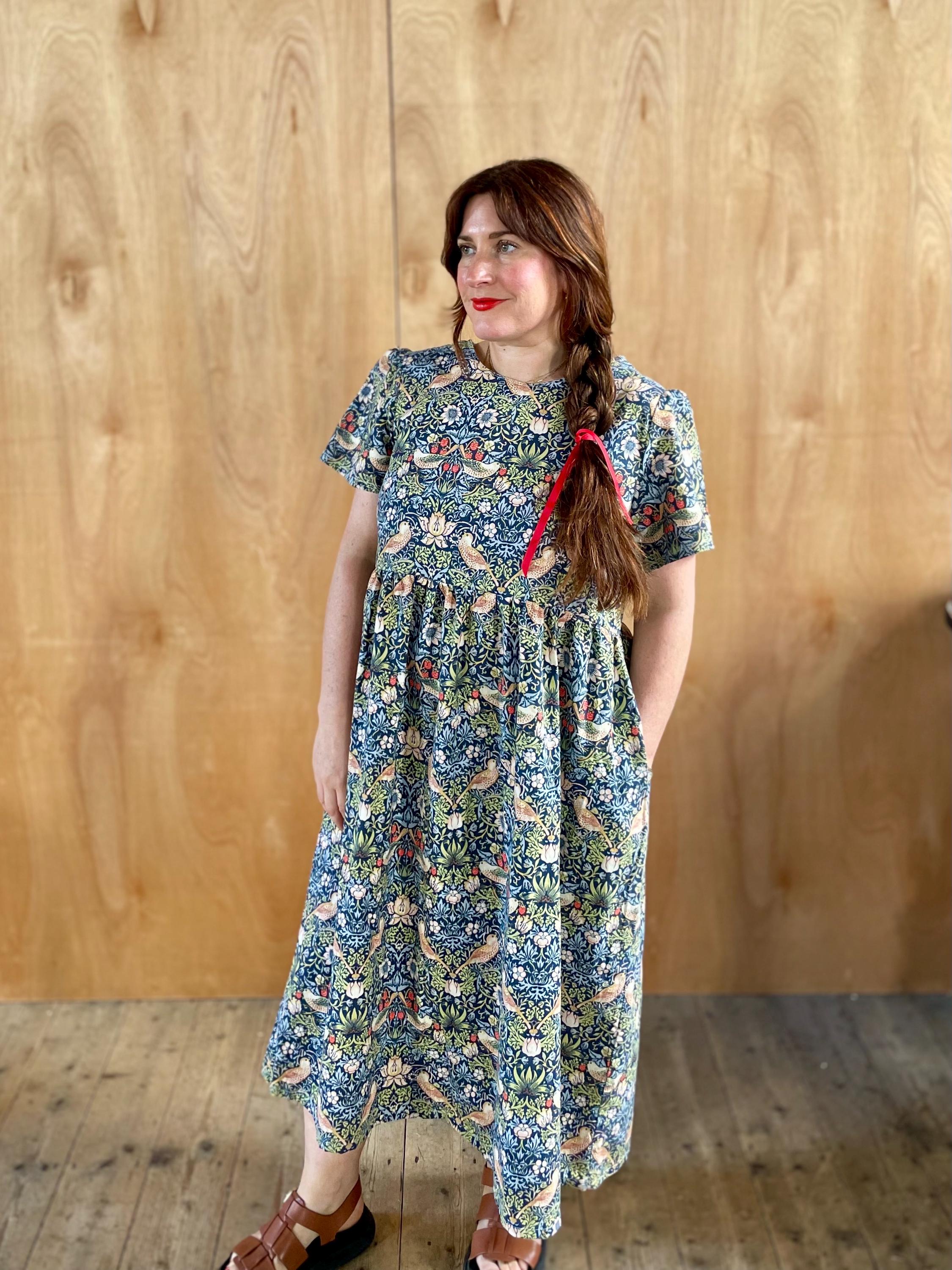 Handmade Strawberry Thief Smock Dress: William Morris Print Cotton