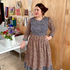 Liberty Style Floral Midi Dress: Ditsy Prairie Cotton, Made in Wales