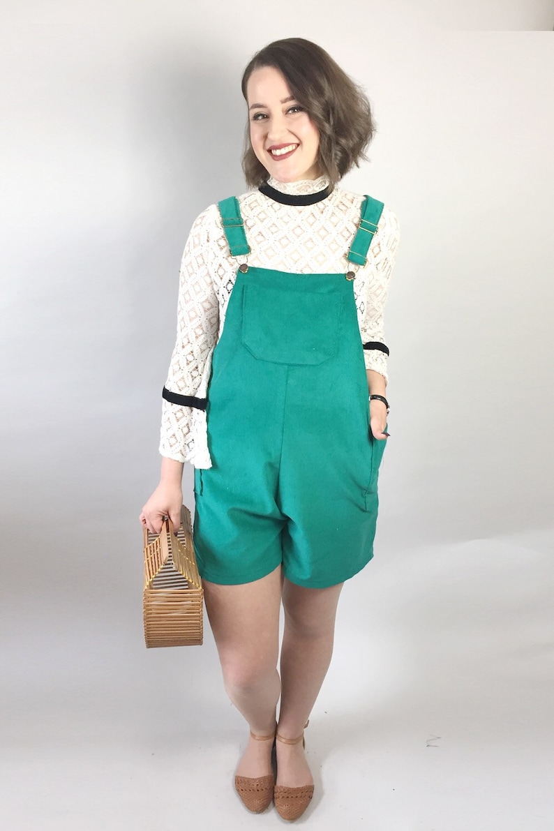 Handmade Corduroy Dungaree shorts Overalls Worker Style navy, green, pink, burgundy, black ladies womens all sizes image 2