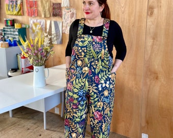 Handmade Cotswold Jewel Morris Dungarees Jumpsuit sizes uk6-26 Overalls Romper Floral