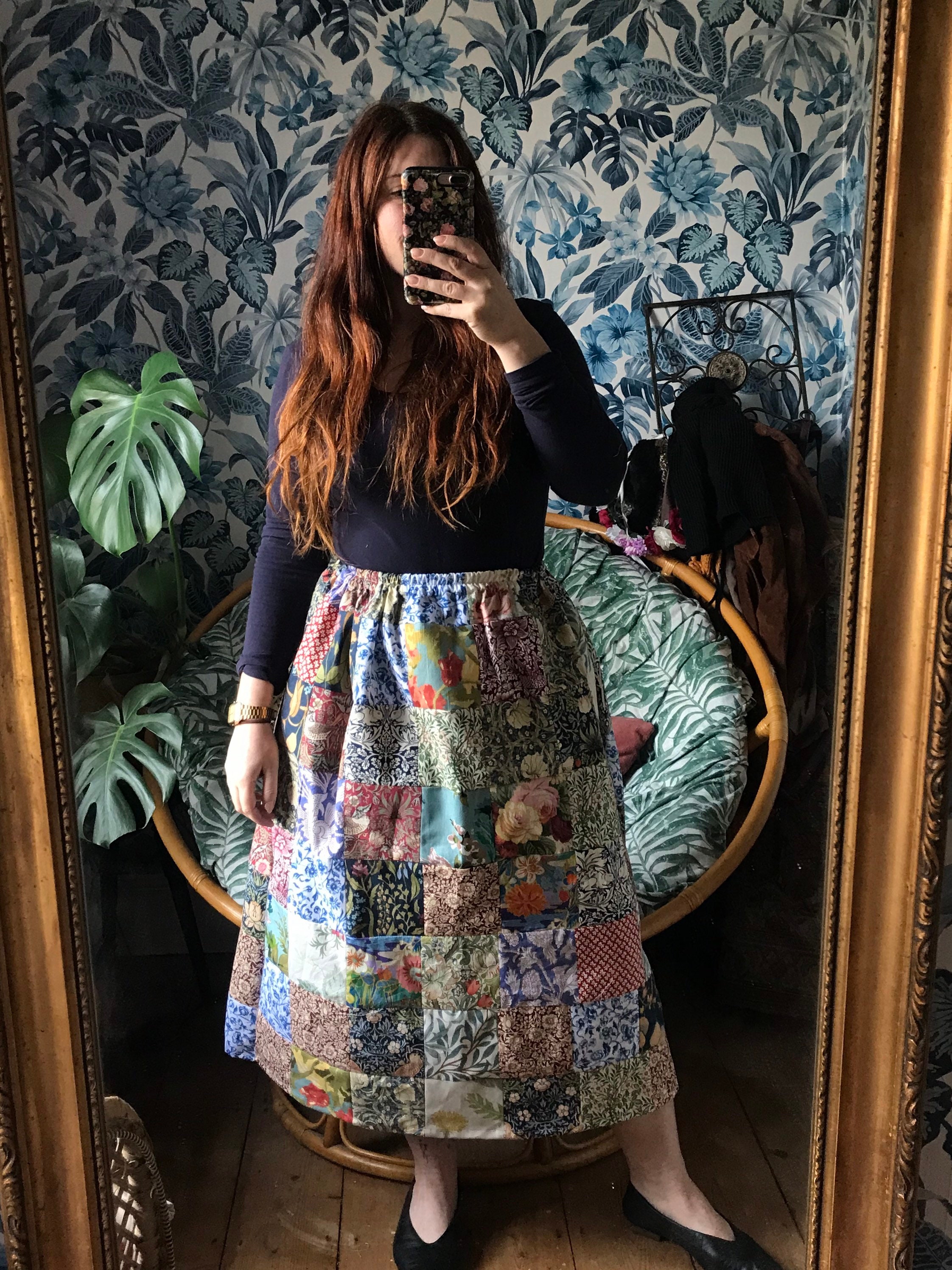 限定AMERI LIBERTY PATCHWORK BLK SKIRT LIBERTY PATCHWORK BLK SKIRT