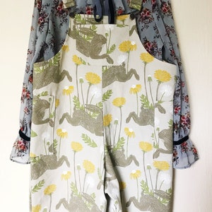 Handmade Cotton Hare Print Dungarees: Relaxed Fit Overalls image 3