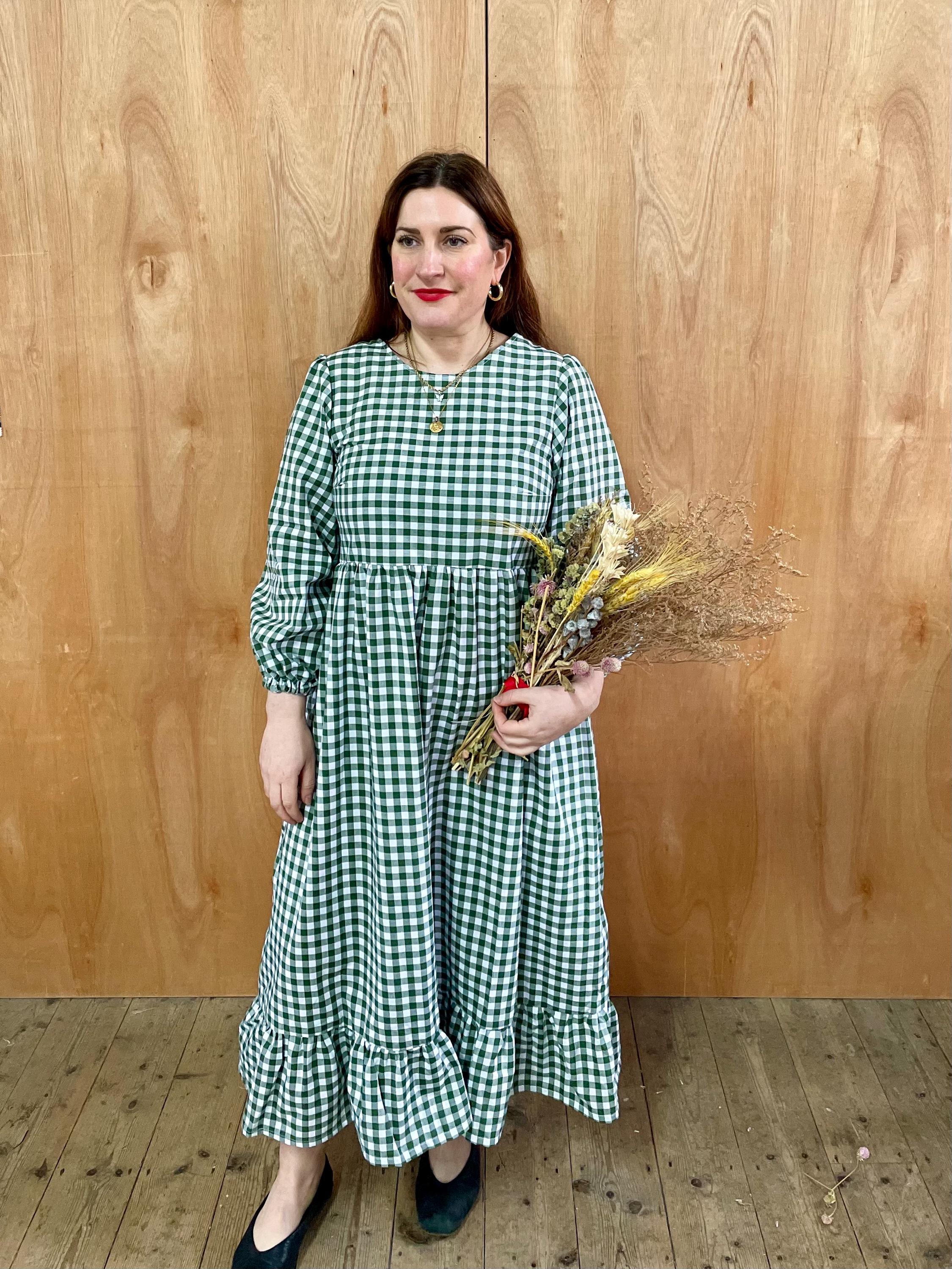 cotton gingham dress Boden Women's Ivy Placket Cotton Midi Dress in Red main image 1