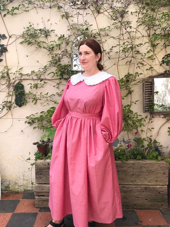 chinese dress ladies Chambray Linen Dress – La Garçonne main image 1