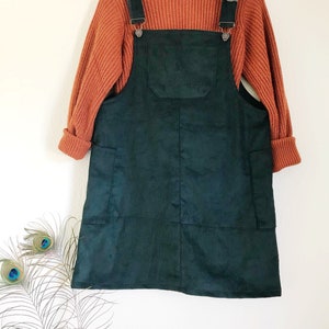 Handmade corduroy dungaree dress various lengths black navy green overalls uk6-26 image 9