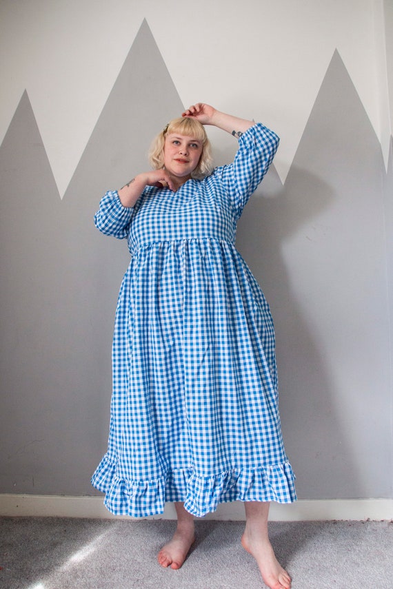 Handmade Cotton Gingham Tie Sleeve Smock Dress With Pockets - Etsy