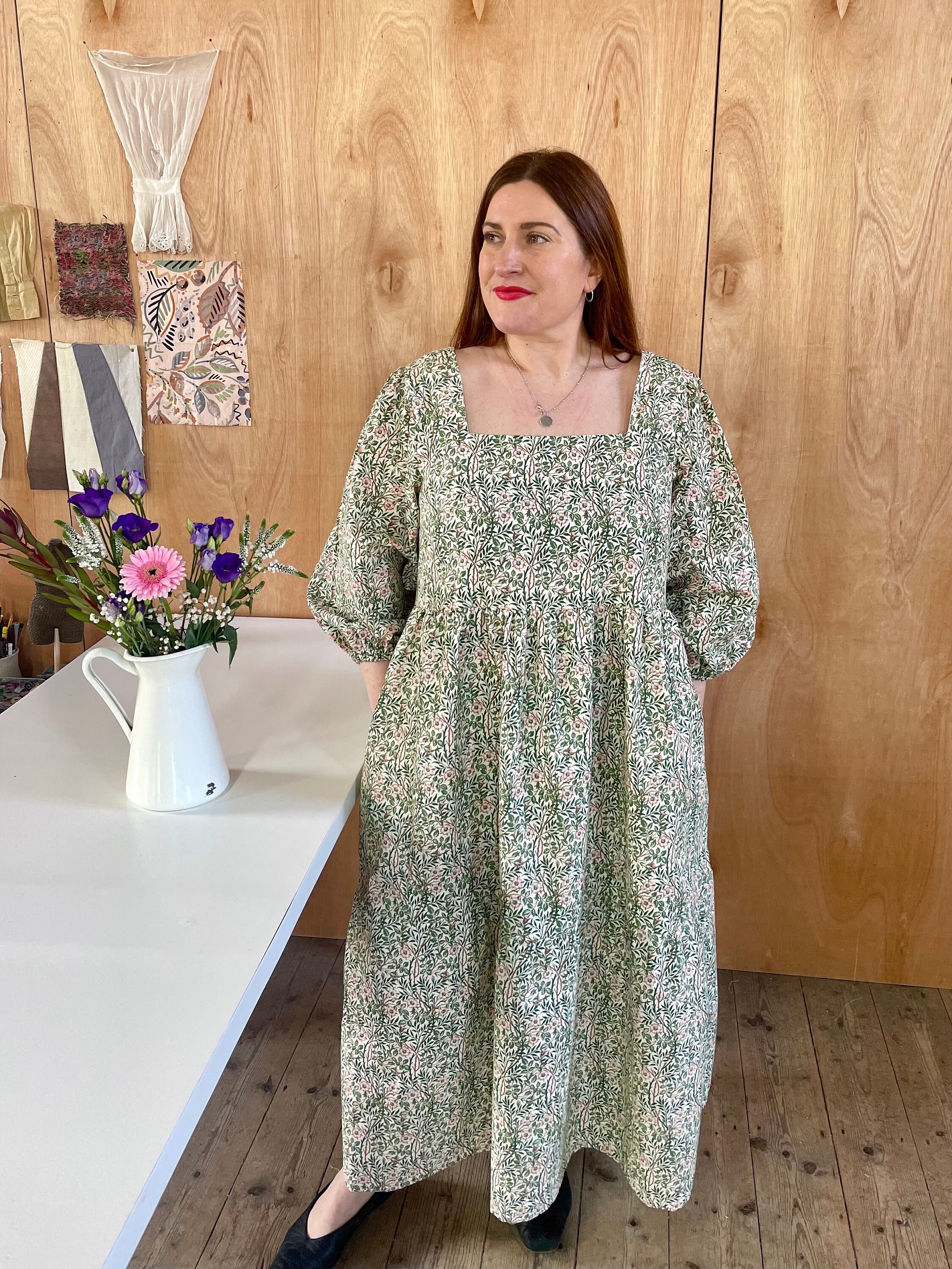 William Morris Print Midi Dress: Prairie Ruffle Cotton Dress - Etsy