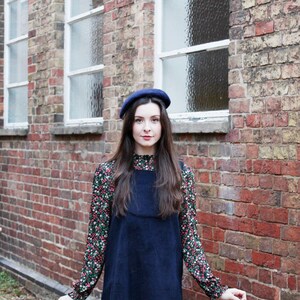 Handmade corduroy dungaree dress various lengths black navy green overalls uk6-26 image 6