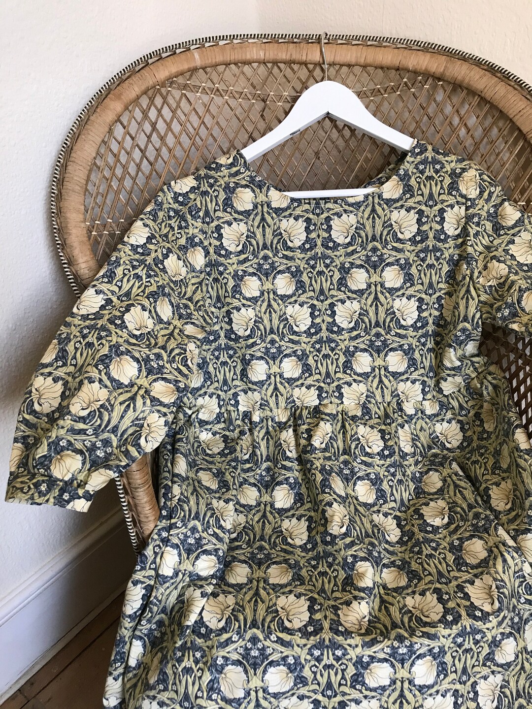 Handmade Pimpernel William Morris Midi Smock Dress Pockets