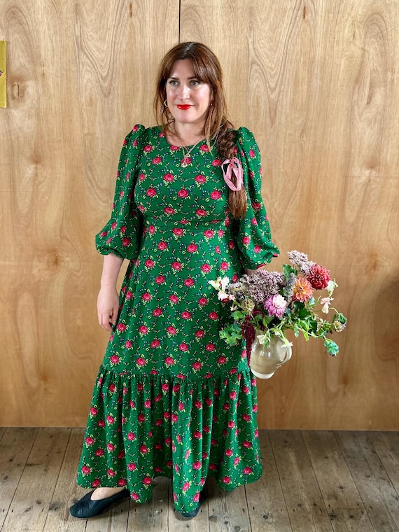 green flower print dress JULIANNA DRESS