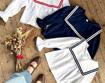 Matrozenblouse met oversized kraag, nautisch