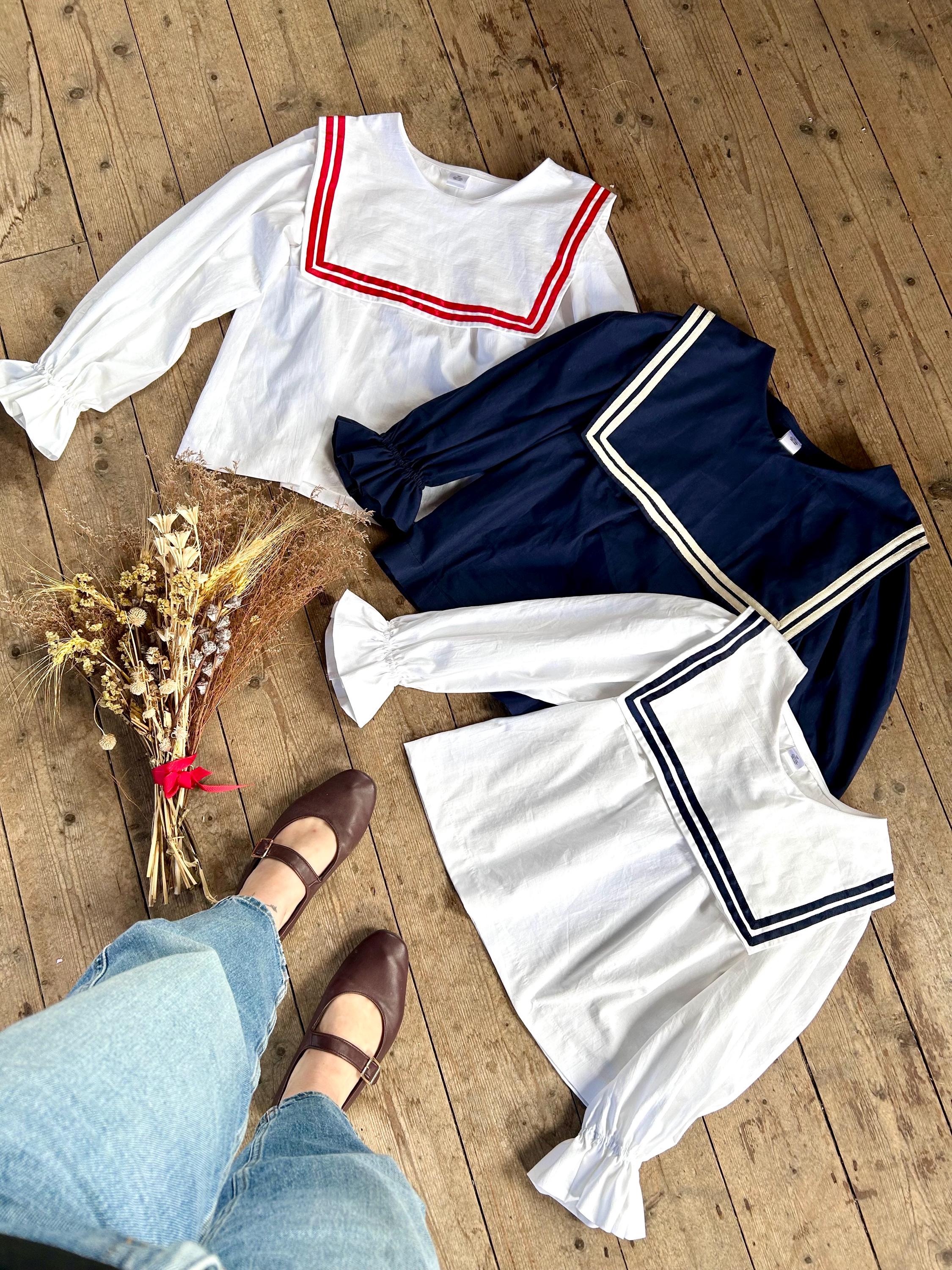 Oversized Collar Sailor Blouse Nautical - Etsy