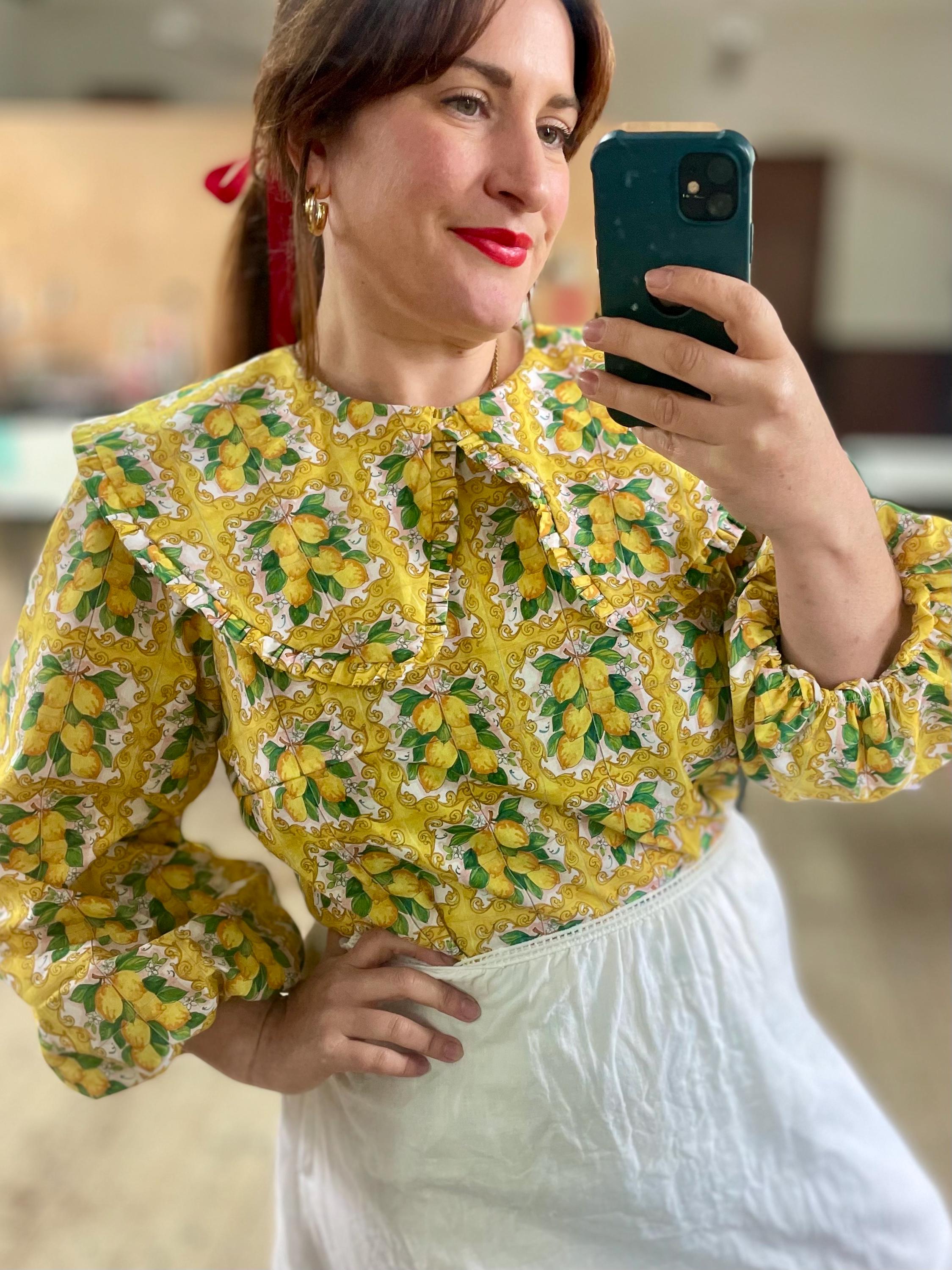 Oversized Collar Lemon Blouse Ruffle Frill Prairie Wasters Style