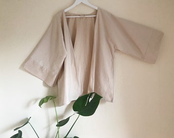 Organic natural denim cotton cover jacket japanese inspired simple outawear throw on coat