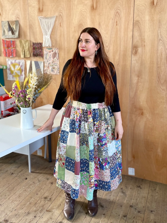Floral midi skirt quilt deals
