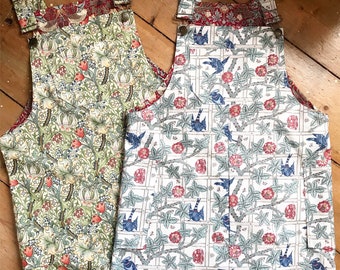 William Morris dungaree dress overalls romper jumper all sizes petite regular plus size willow bough Brer Rabbit strawberry Thief pimpernel