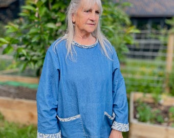 Aangerimpelde jeanstop van Fishermans: William Morris Willow Bough-afwerking
