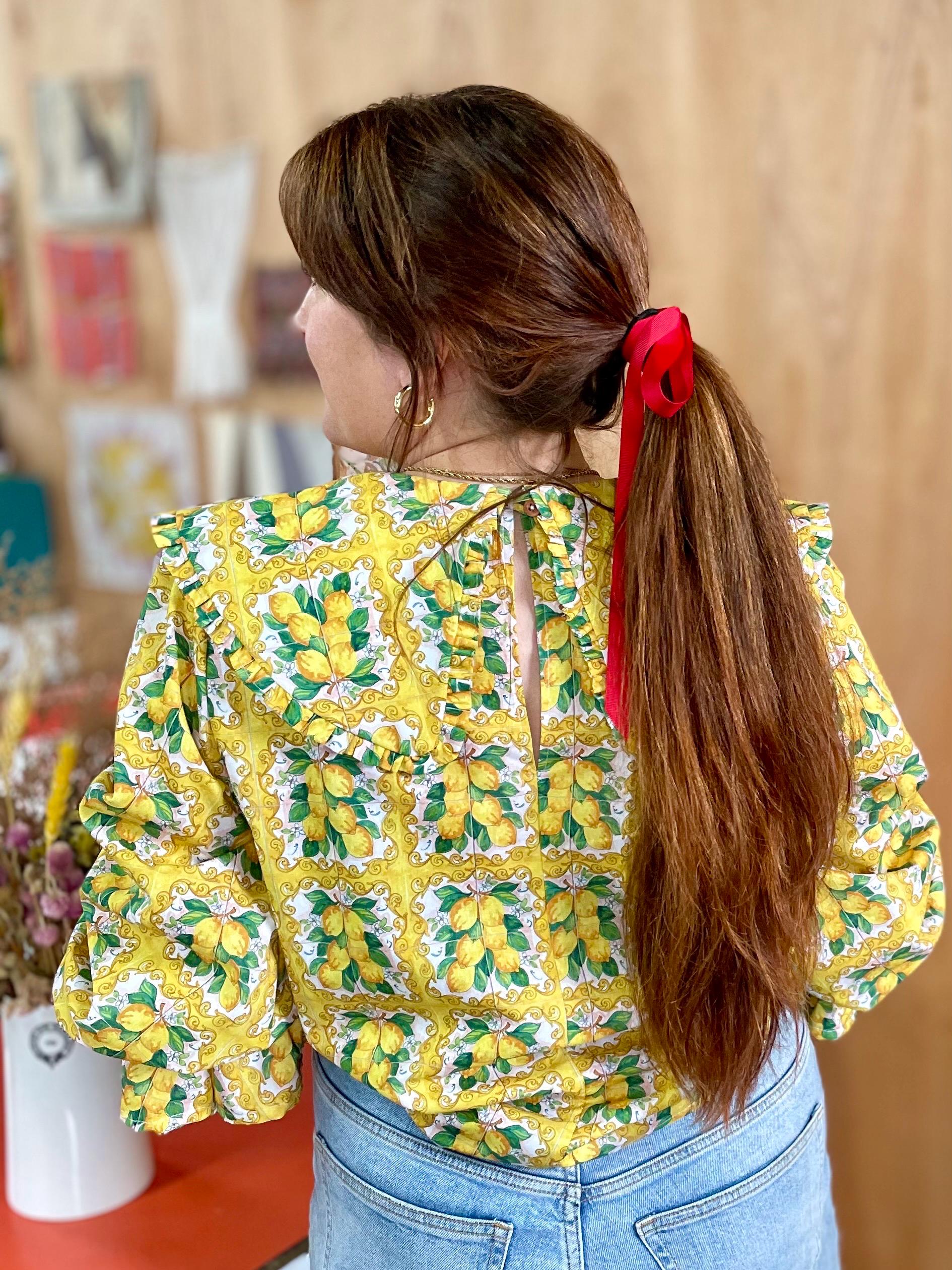Oversized Collar Lemon Blouse Ruffle Frill Prairie Wasters Style