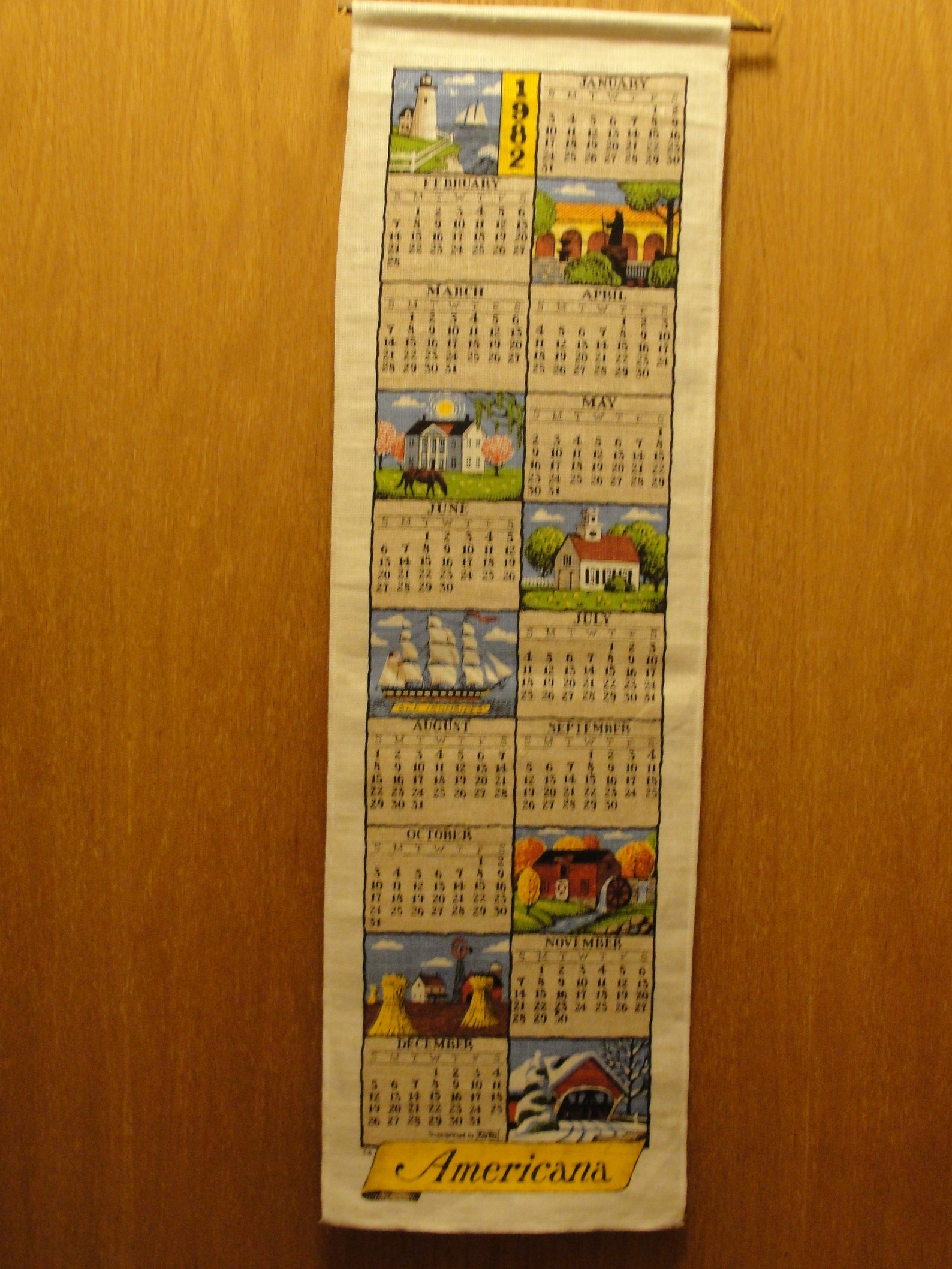 1981 1989 Vintage Linen Wall Calendars Etsy