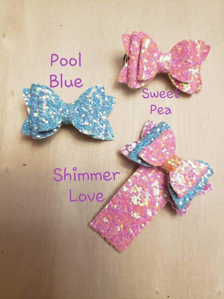 Rainbow Glitter Double Diva Bow 2 inch.