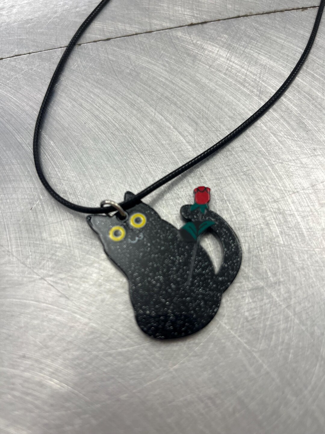 Black Cat Necklace - Etsy