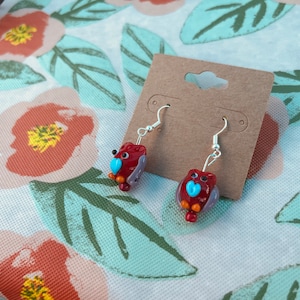Red Owl Earrings
