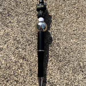 Black Cat Ballpoint Beaded Pen 2