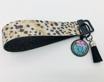 Faux Leather Wristlet Keychain