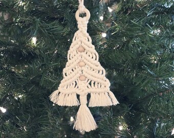 Macrame Christmas Ornament, Christmas Decor, Boho Christmas, Coastal Christmas, Nautical Christmas, Beach Christmas