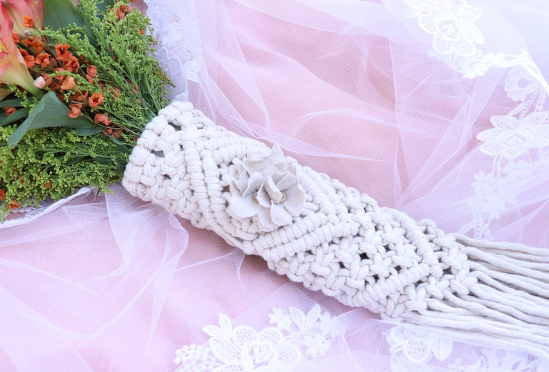 Macrame Bouquet Wrap Country Wedding Rustic Wedding Wedding Accessories Macrame Wedding Bridal Bouquet Wrap Boho Wedding