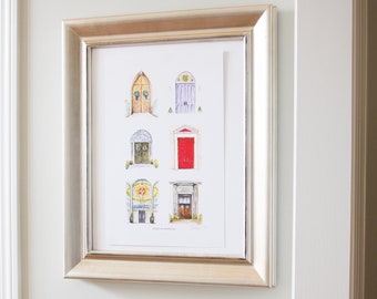 Historic Charm: Doors of Huntsville, Alabama Tourism Art Print | Watercolor Landmark Doors