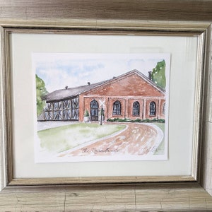 The Roundhouse watercolor print Huntsville AL Wedding Venue 8x10