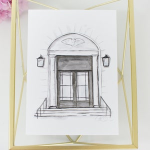 Doors of Guntersville Old Post Office Door Watercolor Print 5x7 Alabama Architecture