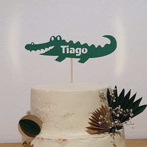 cake topper - crocodile - alligator zoo- crocro- personalized name - birthday - baptism - to customize